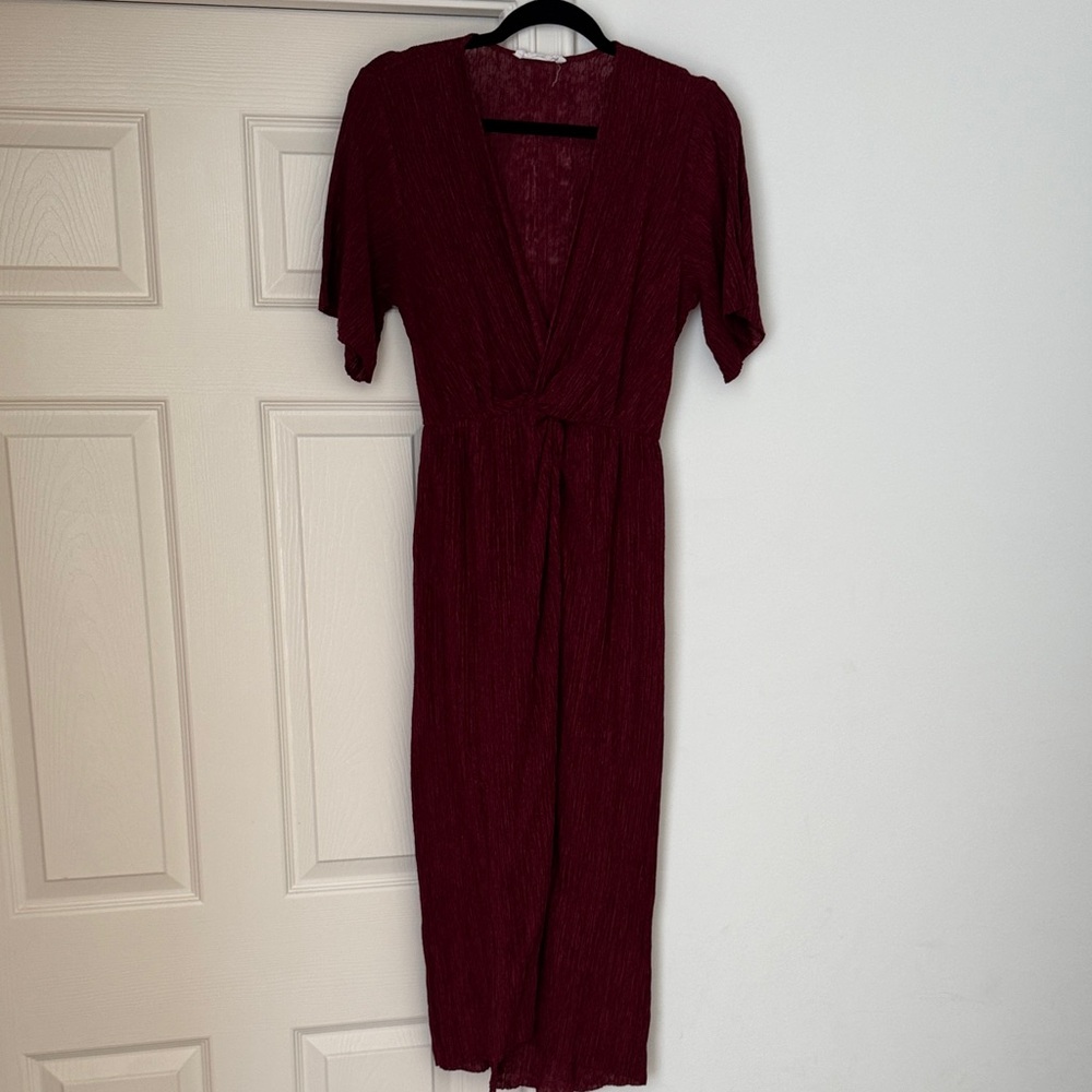 All in Favor Deep Red Midi Dress